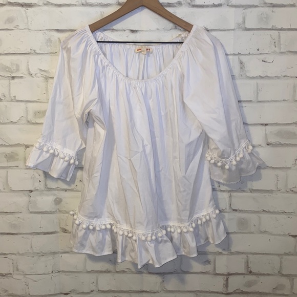 NEW Grand & Greene cotton pom pom blouse - Picture 1 of 5